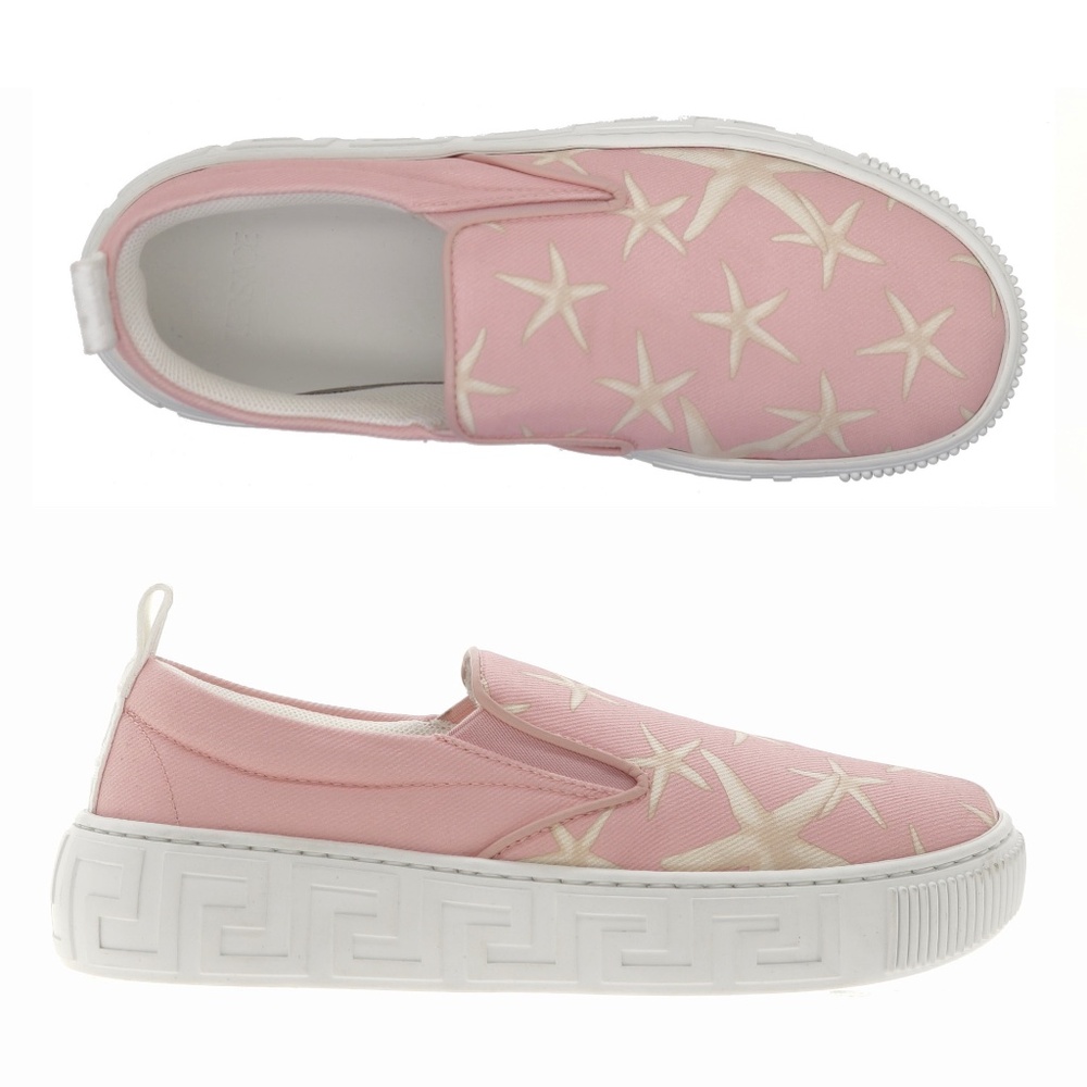 Versace Medusa Girl Sneakers Starfish Printed Canvas Size 33 / 1.5 US New